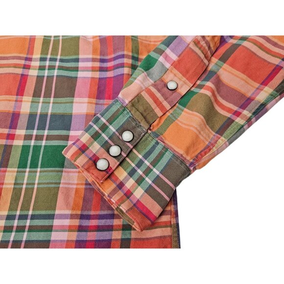 VTG Polo Ralph Lauren Pearl Snap Classic Western Shirt Men Medium Colorful Plaid - Picture 5 of 10
